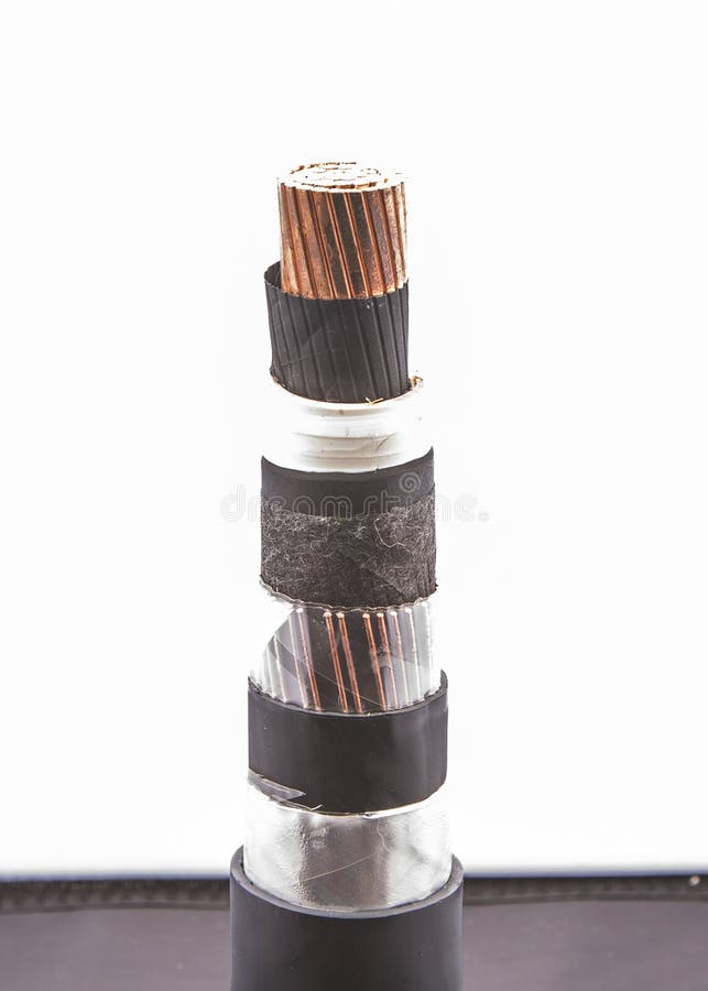 Cross section of low-voltage cable. stock photography