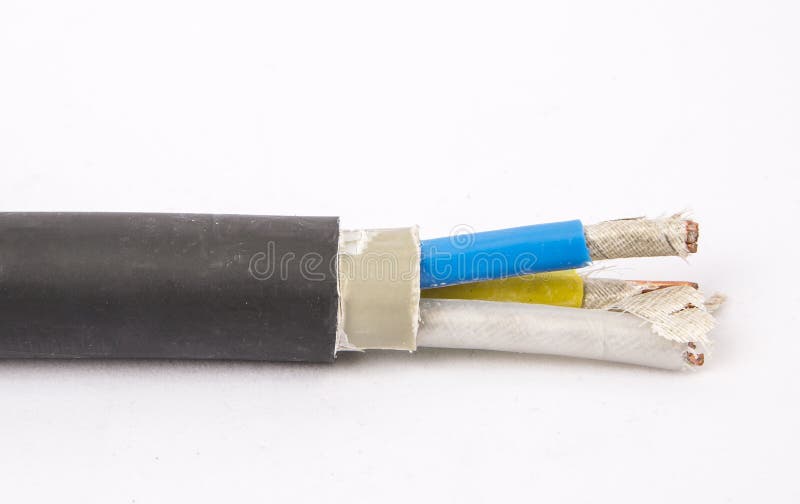 Cross section of low-voltage cable. stock images