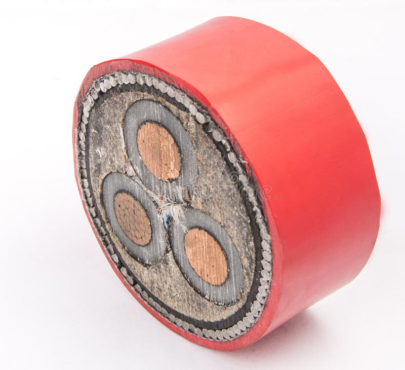 Cross section of low-voltage cable. stock image