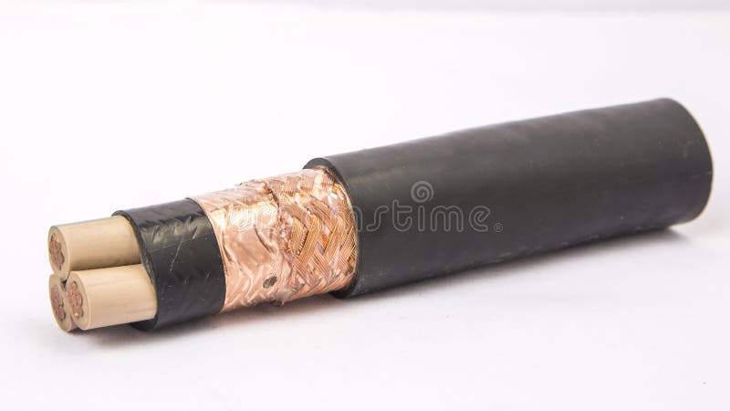 Cross section of low-voltage cable. stock images