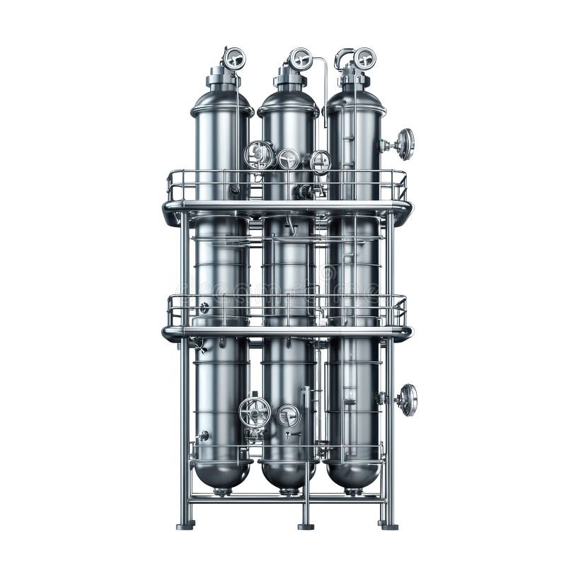 Industrial Distillation Column Equipment. Essential For Chemical Processing And Refinement Isolated On Transparent royalty free stock photography
