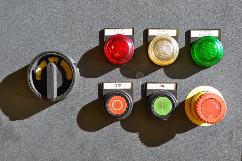 Industrial electrical switch panel stock images