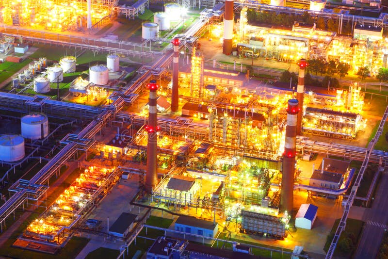 Refinery at night stock image. Image of dusk, industrial - 31587967