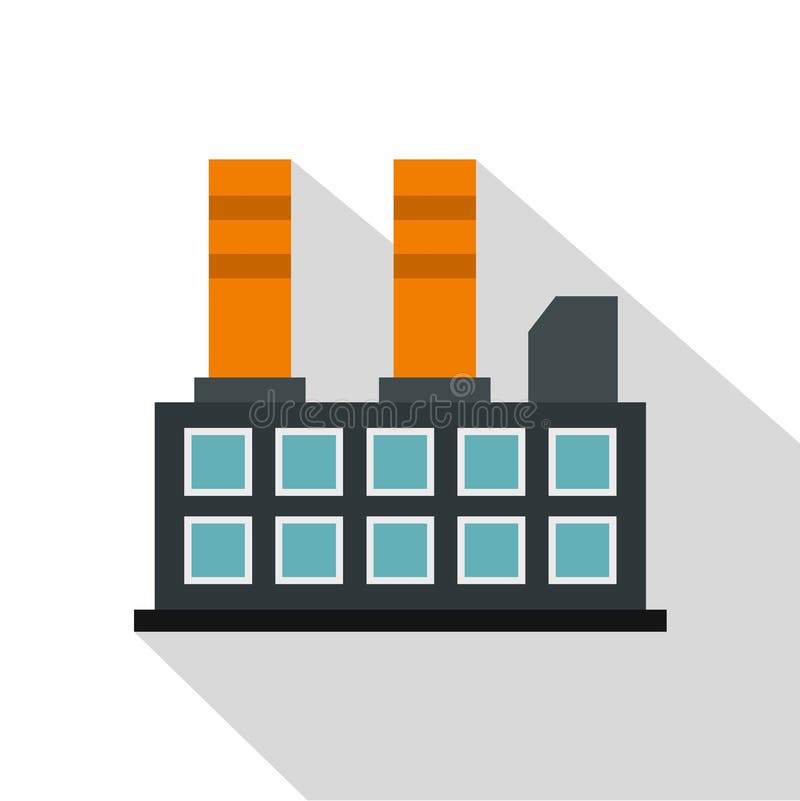 Industrial Factory Building Icon Flat Style Stock Vector 