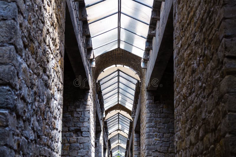 Industrial interior of old building with windows royalty free stock photo Industrial interior of old building with windows royalty free stock photo