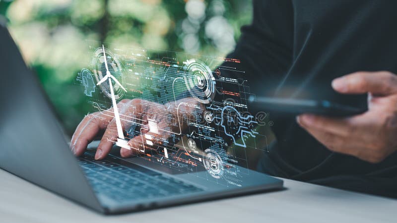 Industrial IoT is technology with humans to Upskill Reskill, IIoT, Digital Transformation. Ai connection automation to global royalty free stock photography
