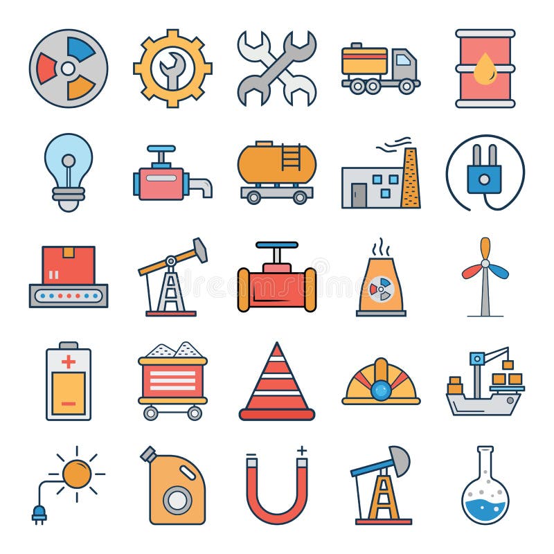 Industrial Isolated Vector Icons that can be easily modified or edit stock illustration
