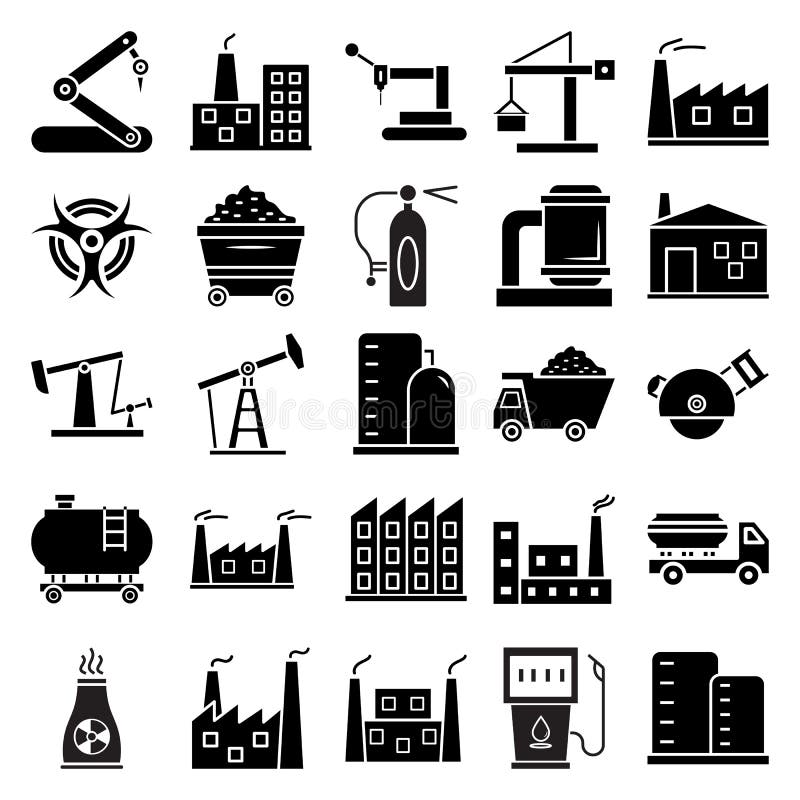Industrial Isolated Vector Icons that can be easily modified or edit royalty free illustration