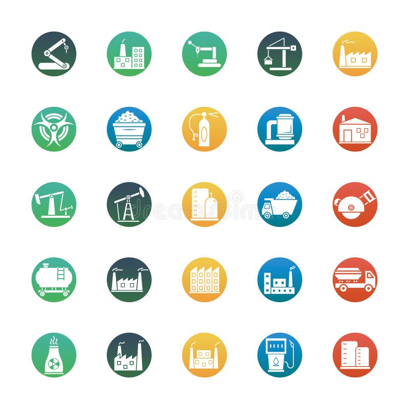 Industrial Isolated Vector Icons that can be easily modified or edit stock illustration