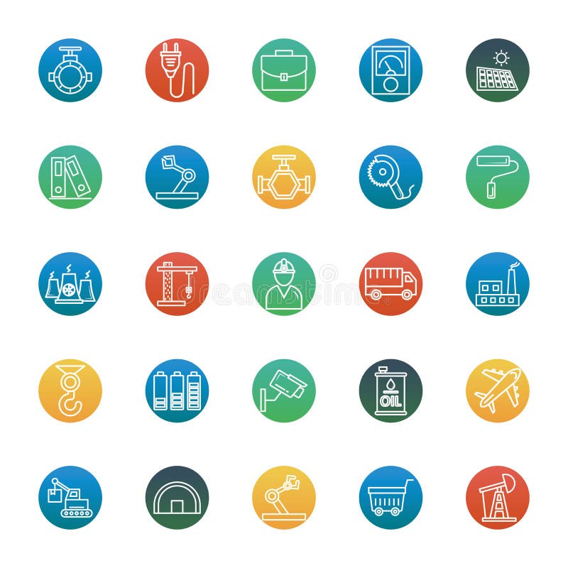 Industrial Isolated Vector Icons that can be easily modified or edit stock illustration