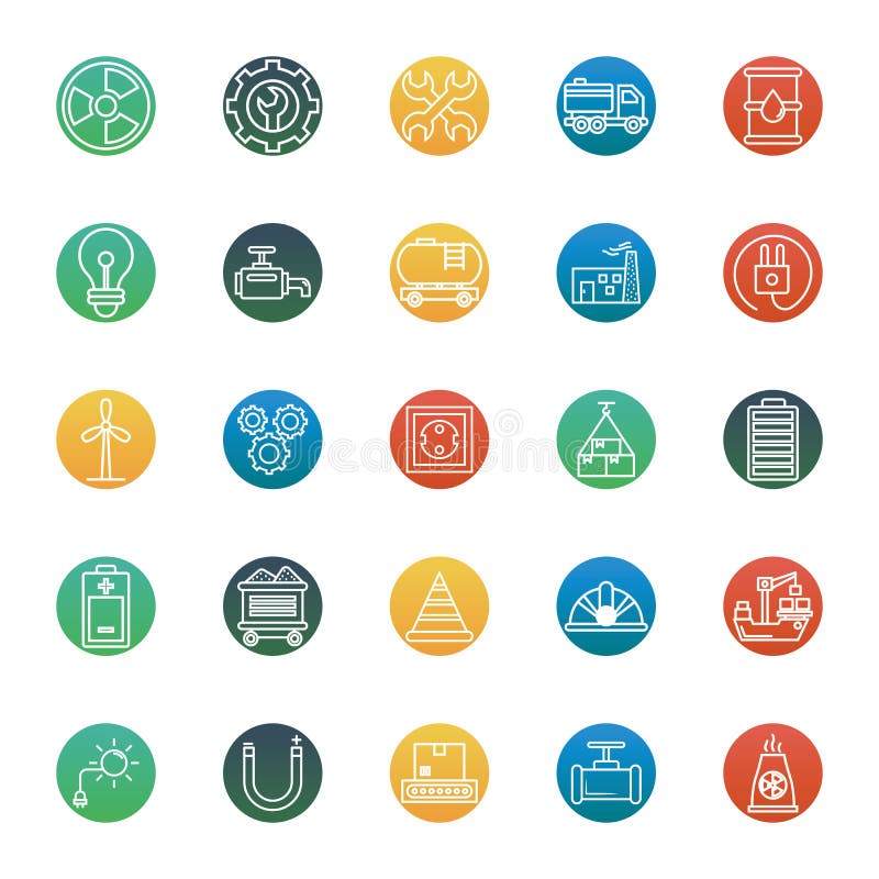 Industrial Isolated Vector Icons that can be easily modified or edit stock illustration