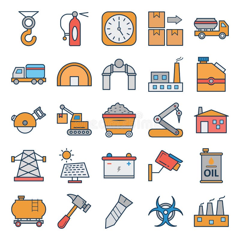 Industrial Isolated Vector Icons that can be easily modified or edit royalty free illustration