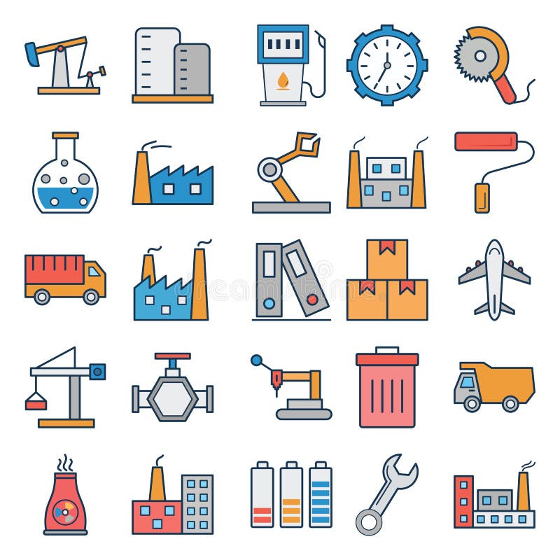 Industrial Isolated Vector Icons that can be easily modified or edit stock illustration