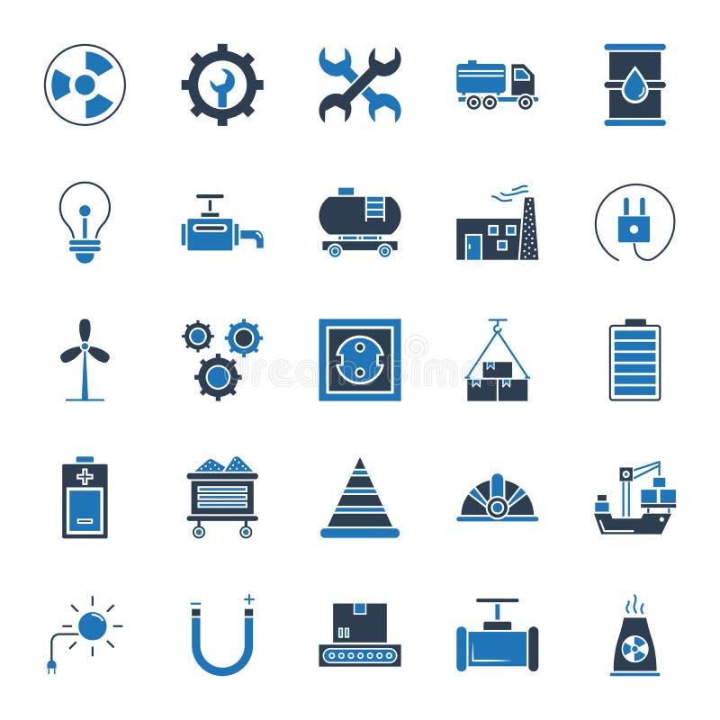 Industrial Isolated Vector Icons that can be easily modified or edit stock illustration