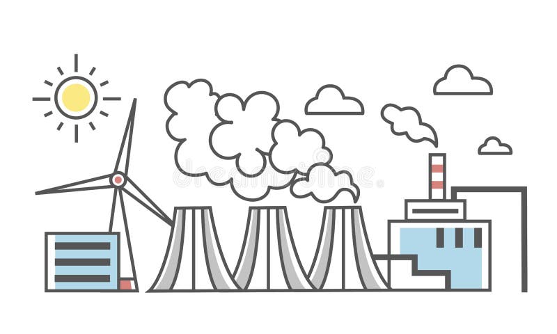 Landscape With Types Of Renewable Energy Inside A Battery