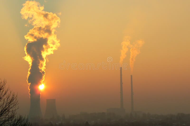 Industrial landscape with smog