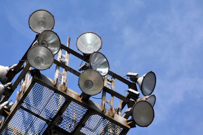 Industrial lights on metal construction. Industrial lights stock images, royalty-free photos and pictures