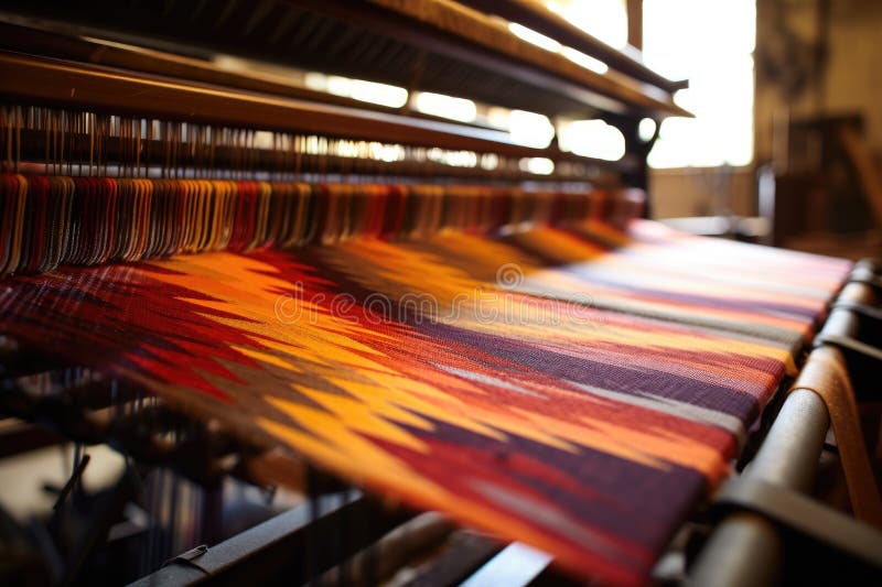 Industrial Loom Weaving a Patterned Fabric Stock Illustration