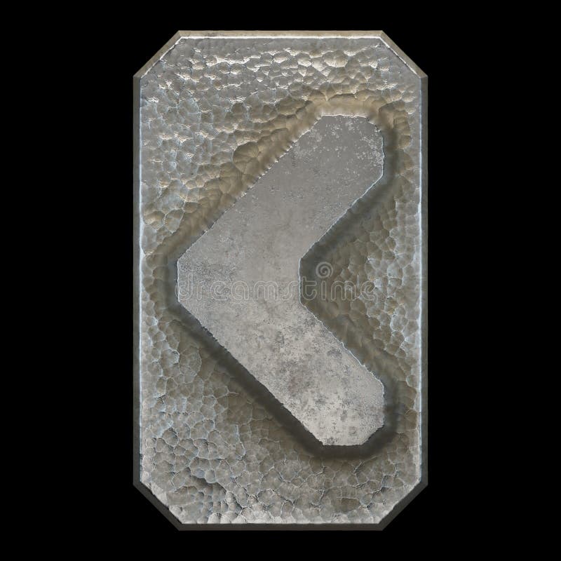 Industrial Metal Symbol Left Angle Bracket on Black Background 3d Stock