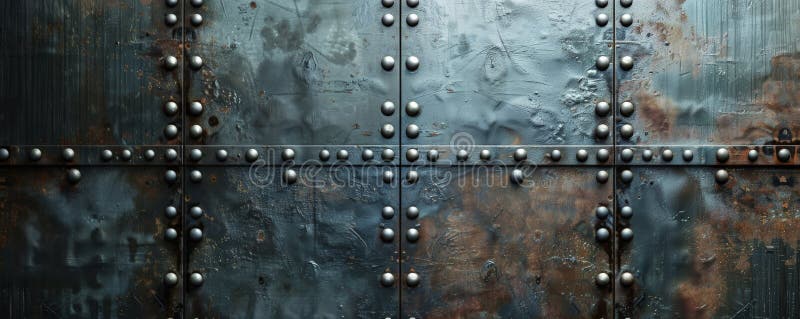 Fond metalic industrial cu textură din oțel periat și detalii privind niturile. durabil robust royalty free stock photo