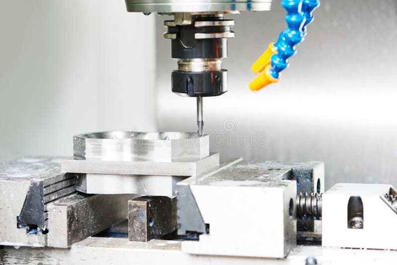 Industrial Metalworking Cutting Process By Milling Cutter Stock Photo