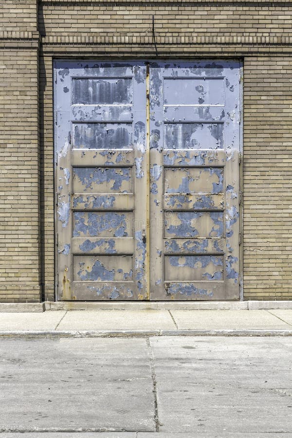 Industrial old garage door close up