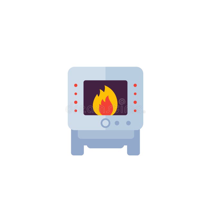 Commercial Gas Oven Icon, Flat Style Stock Vector Illustration of
