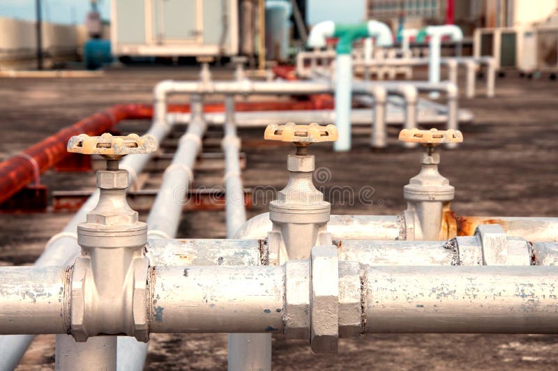 Industrial Pipes at Plumbing on the Building Stock Photo Image of