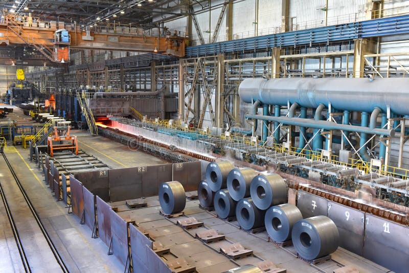 Industrial Plant For The Production Of Sheet Metal In A Steel Mill Stock Image Image of