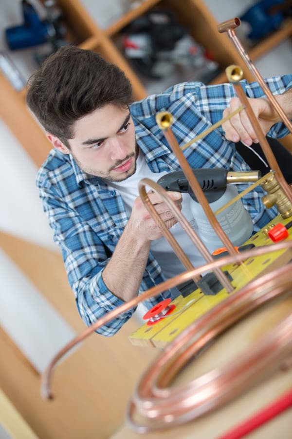 Industrial Plumber Using Blowtorch Stock Photo Image of hand