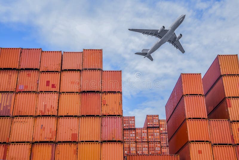 Industrial port with containers royalty free stock image