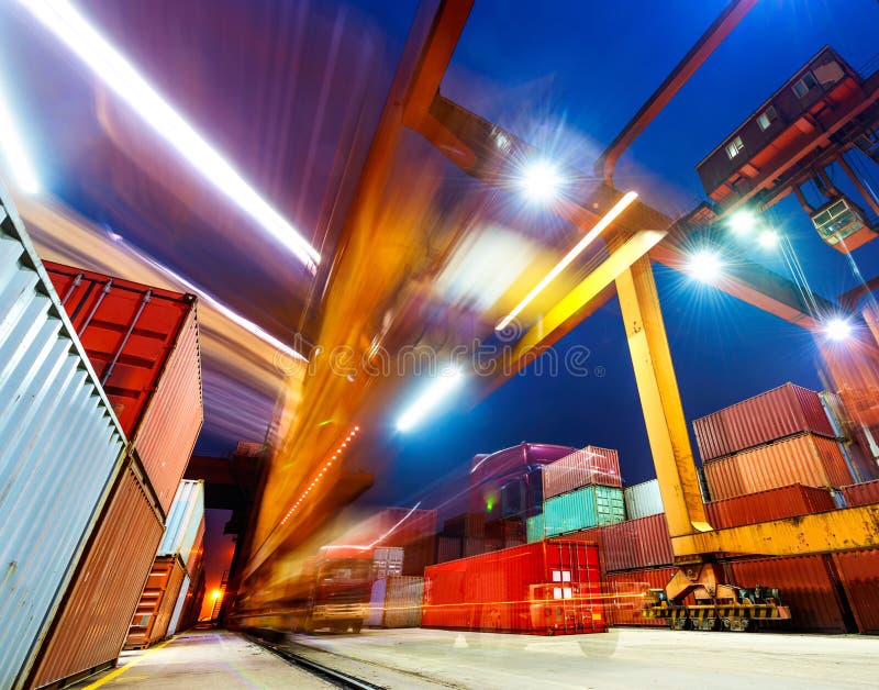 Industrial port with containers in the China stock photo