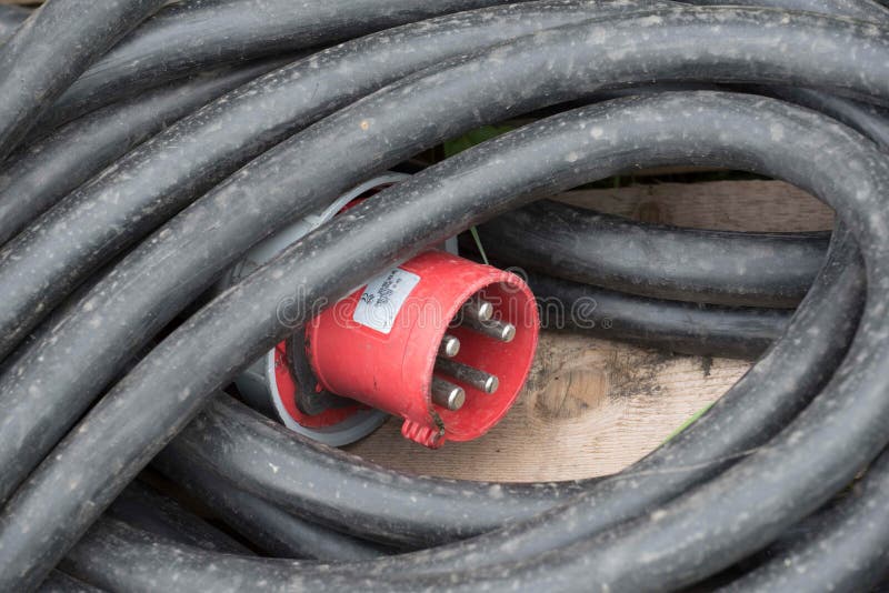 Industrial Power Cable with Red Plug Stock Image Image of costs