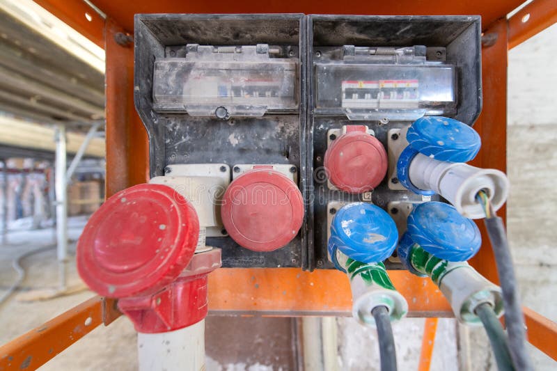 AC Power Outlets with Protection Covers Stock Image Image of