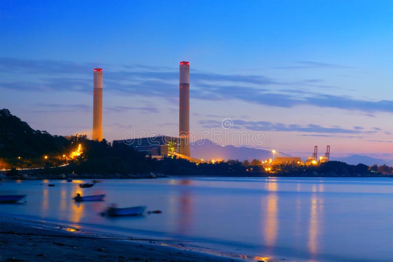 Industrial Power Plant Night Landscape Stock Image Image of petrol