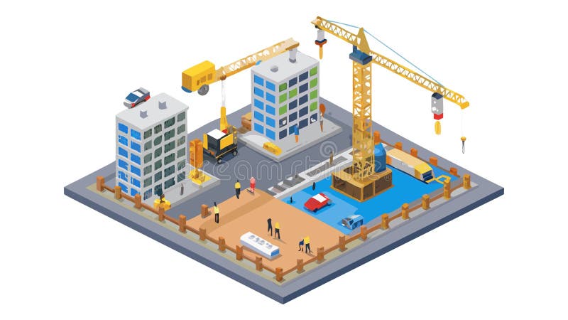 Industrial Processing Plant with Conveyor System, vector design Generative AI stock illustration