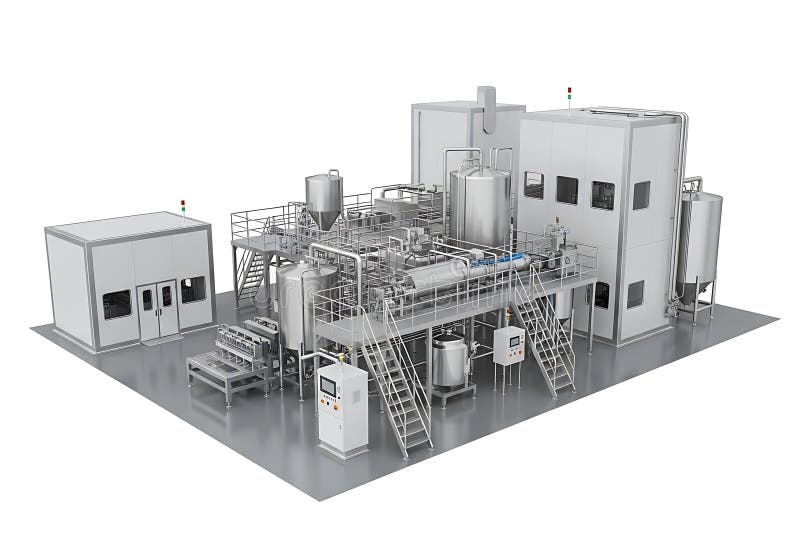 Industrial processing plant layout stock illustration