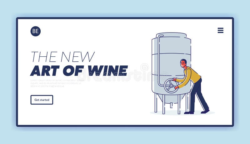 Industrial Production Of Liquids. Website Landing Page. Technician Controls Work Of Container With Liquid In vector illustration