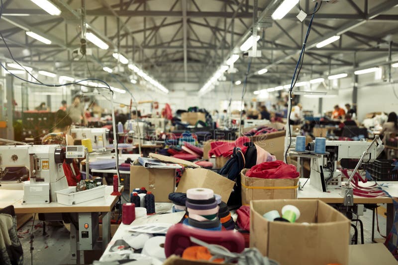 Industrial sewing workplace royalty free stock photos