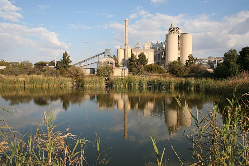 Industrial Site with reflection in the water. Industrial lights stock images, royalty-free photos and pictures