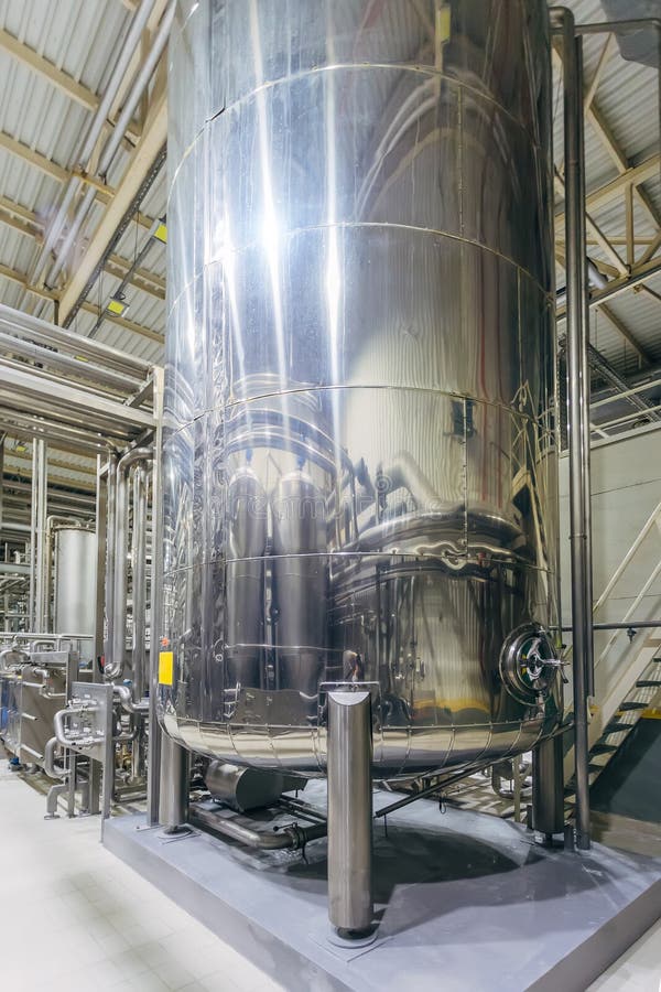 Industrial Stainless Steel Pipes Connected with Vats and Control Valves Stock Photo Image of