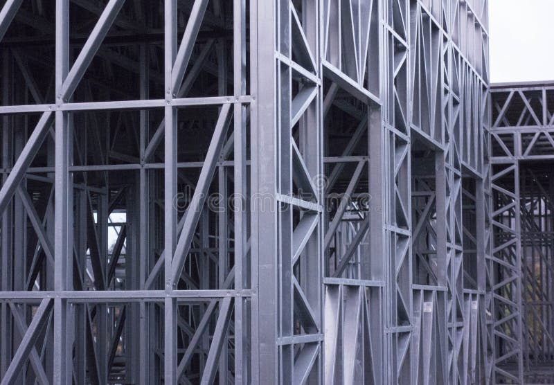 Industrial Steel Construction and Industrial Architecture Stock Photo
