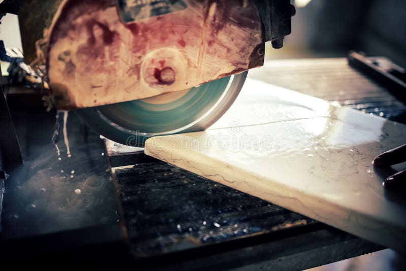 Industrial Tool, Grinder Cutting Slate. Marble Cutting at Construction