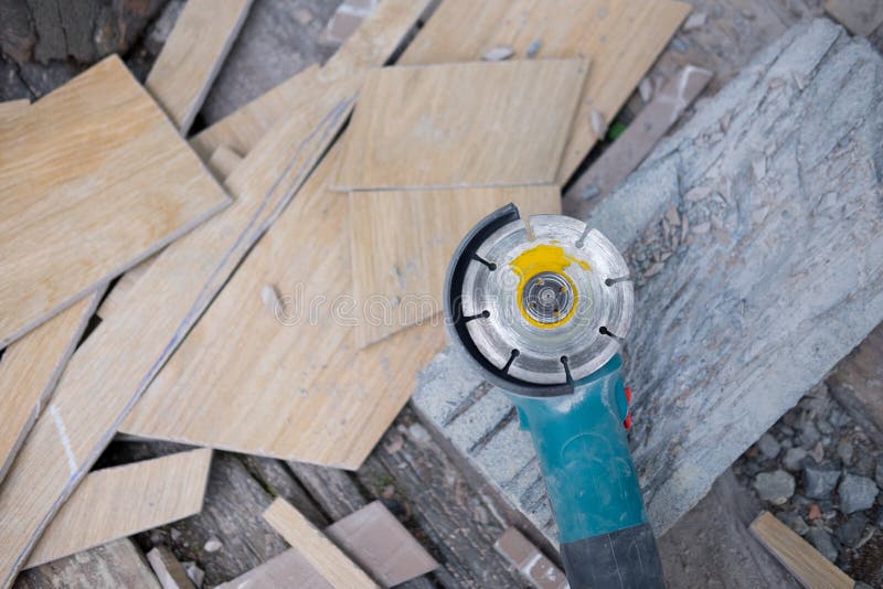 Industrial Tool Hand Grinder Cutting Marble Stock Photo Image of