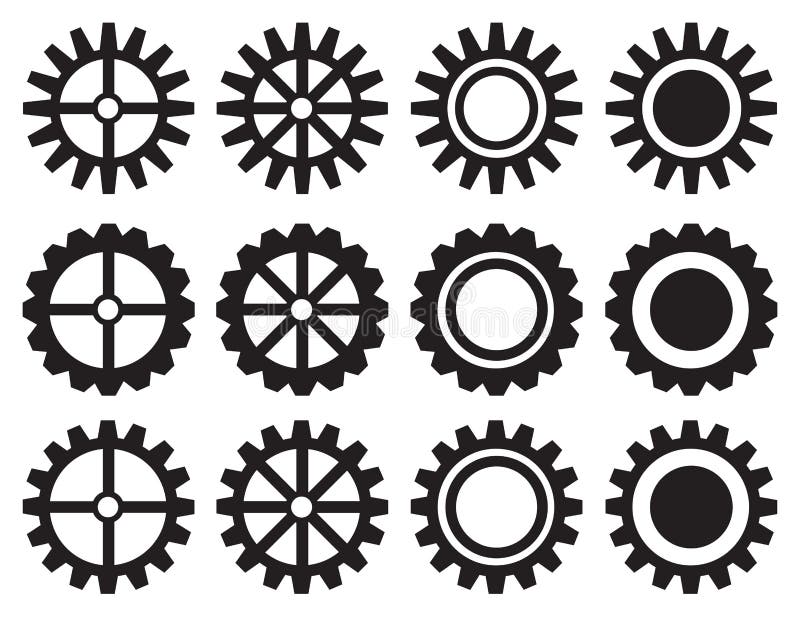 Industrial Toothed Wheels Vector Icon Set royalty free illustration Industrial Toothed Wheels Vector Icon Set royalty free illustration