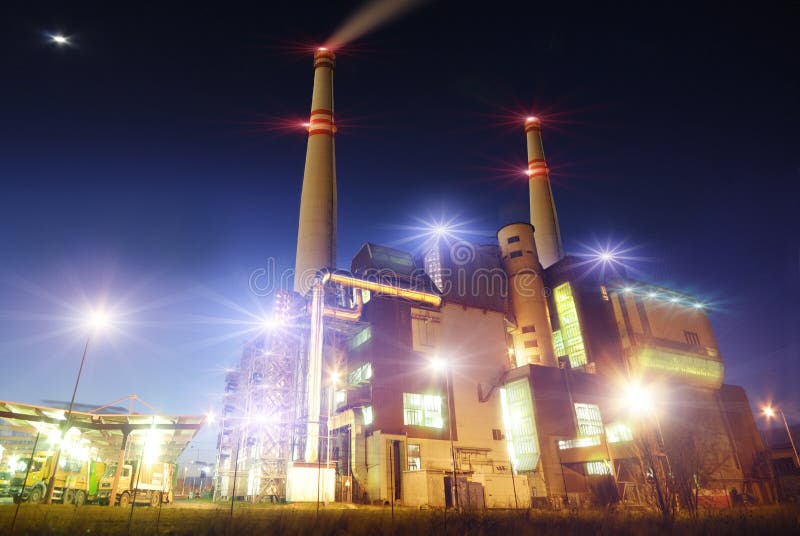 Industrial architecture at the night. Industrial lights stock images, royalty-free photos and pictures