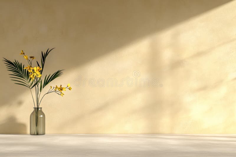 Industrie Charme 3D Rendering Zimmer mit Ziegelwand und Glas Vase vektor abbildung