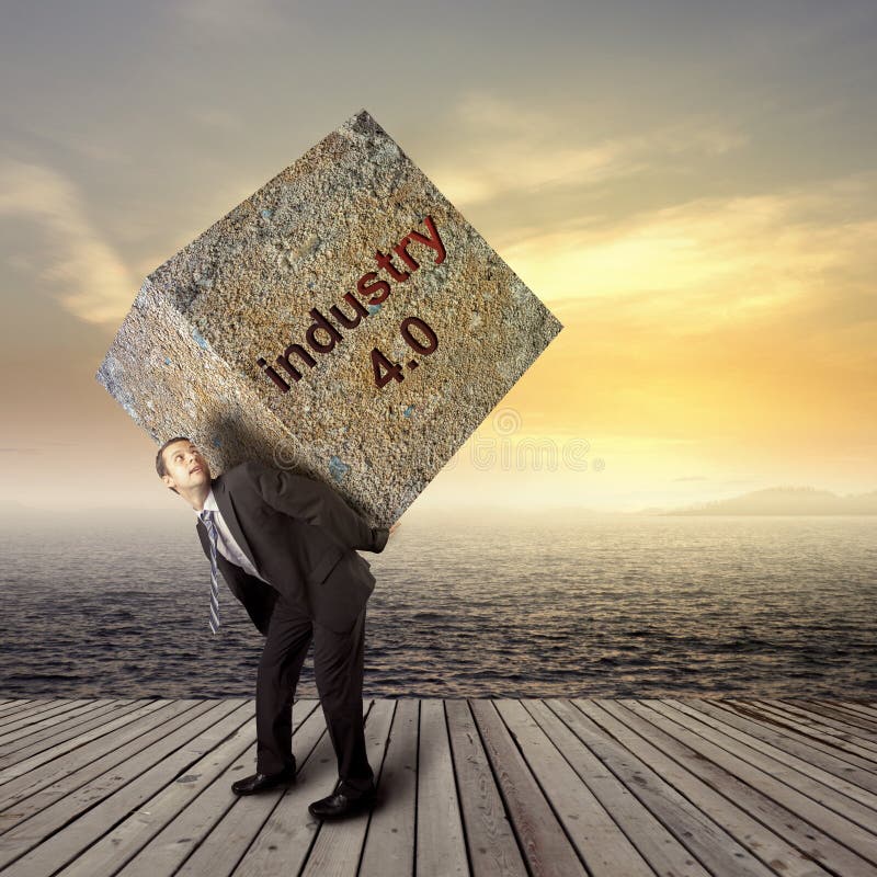 Industrie 4 0 concepts, homme et fond en pierre lourd photo libre de droits Industrie 4 0 concepts, homme et fond en pierre lourd photo libre de droits