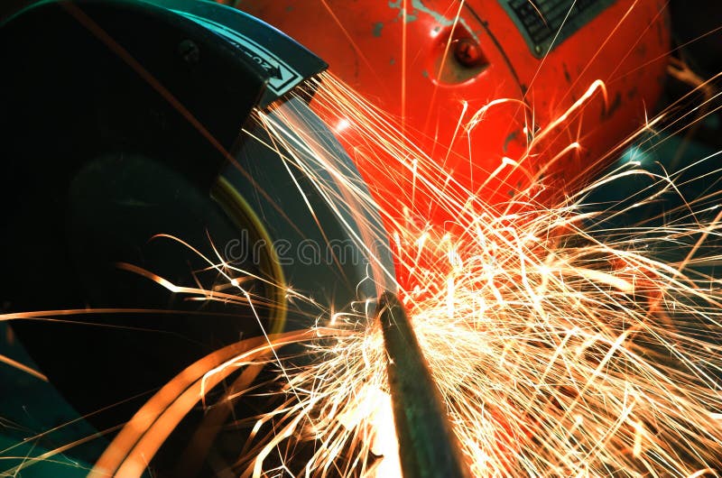 Industrieller Schleifer und Funken lizenzfreies stockbild Industrieller Schleifer und Funken lizenzfreies stockbild