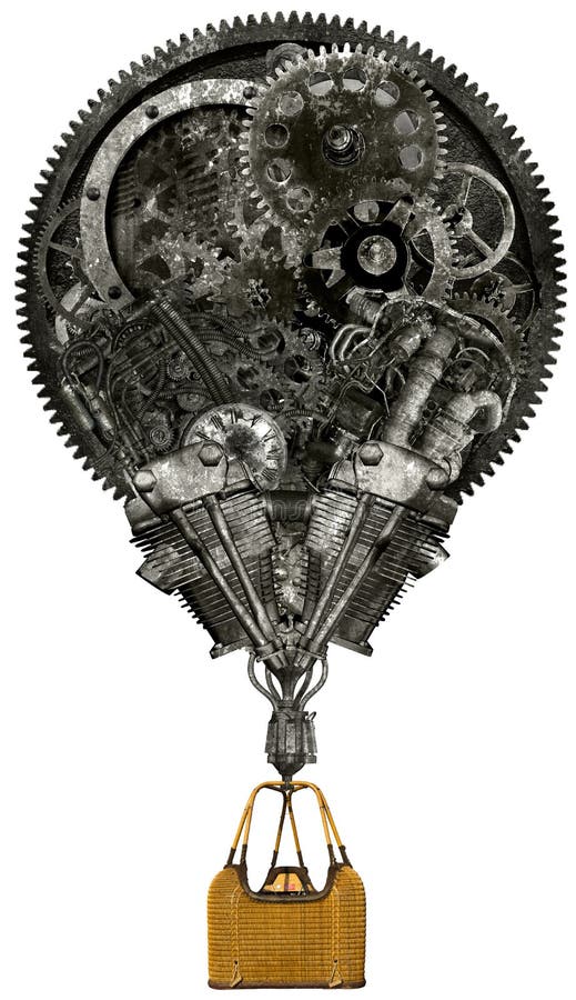 Industriële de Hete Geïsoleerde Luchtballon van Steampunk stock foto Industriële de Hete Geïsoleerde Luchtballon van Steampunk stock foto